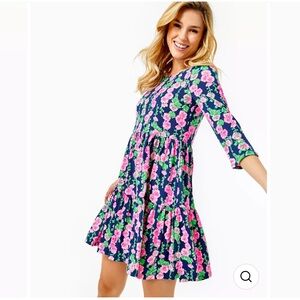 NWT Lilly Pulitzer Geanna Dress Oyster Bay Navy De Vine